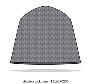 Blank Grey Beanie Hat Template On White Background