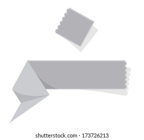 The blank grey folded label with perforation / The folded label with perforation / The label