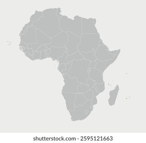 blank grey map of africa divided into countries