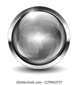 Blank grey round background with a silver frame, with space for your text. Vector illustration. 