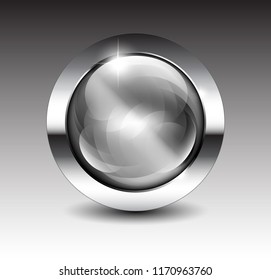 Blank grey round background with a silver frame, with space for your text. Vector illustration. 