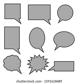 blank grey speech bubbles set with different shape isolated on white background. vector illustration