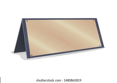 Blank grey table name card. vector illustration