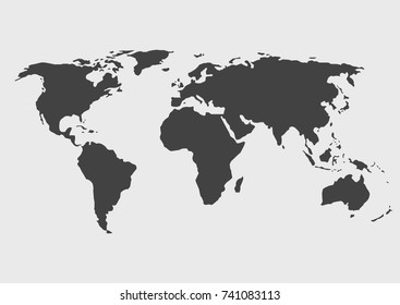 Blank Grey World map isolated on white background. Best popular World map Vector globe template for website, design, cover, annual reports, infographics. Flat Earth Graph World map illustration.