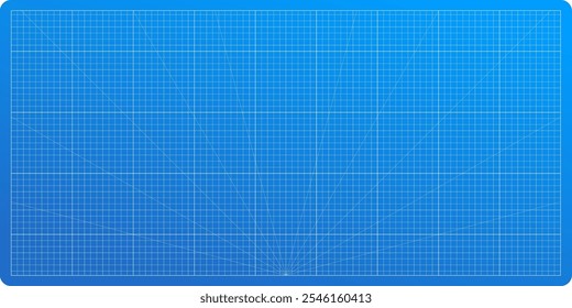 Blank grid blueprint vector. Ideal for tech, architecture, and business. Wireframe paper texture for notes and documents. Includes metric scale cutting mat.