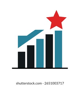 Gráfico de Crescimento em Branco com Estrela na Ilustração de Pico