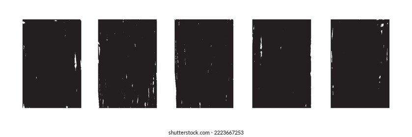 Blank grunge paper collection bundle elements. Black frame rough texture vector illustration.