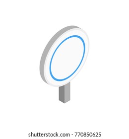 blank guide or service road sign icon. blue color. circle shape. isometric vector illustration on white background. 