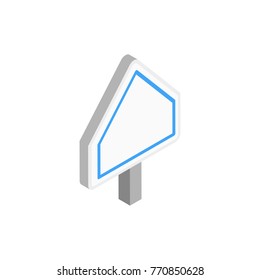 blank guide or service road sign icon. blue color. pentagon shape. isometric vector illustration on white background. 
