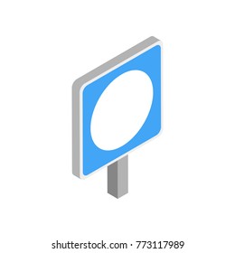 blank guide or service road sign icon. blue color. rectangle shape. isometric vector illustration on white background. 