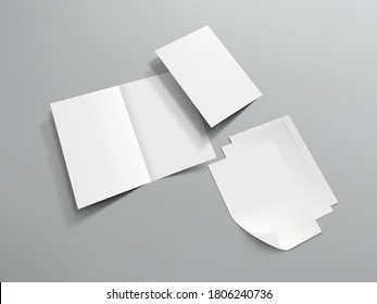 Blank Half Fold Brochure Template For Your Presentation. EPS10 Vector