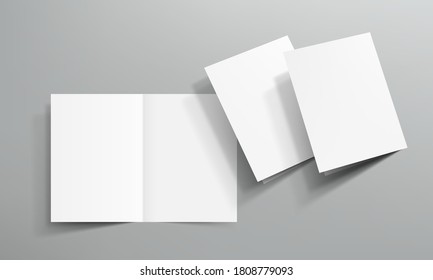 Blank Half Fold Brochure Template For Your Presentation. EPS10 Vector