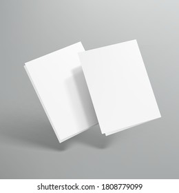 Blank Half Fold Paper Flying On Gray Background. EPS10 Vector