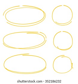 blank hand drawn circle highlighters, markers