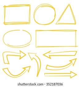 blank hand drawn circle highlighters, rectangle highlighters and arrows
