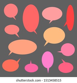 blank hand drawn color speech bubbles vector set isolated on dark grey background