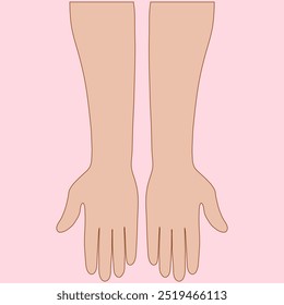 Blank hand forearm illustration template can be used to practice henna mehndi painting
