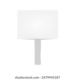 Signo de paleta de mano en blanco con mango aislado sobre fondo blanco. maqueta de Vector. Tablero rectangular portátil para la maqueta de los acontecimientos