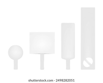 Blank hand held sign set isolated on white background. Vector mockup. Handheld board for events mock-up kit. Template for design