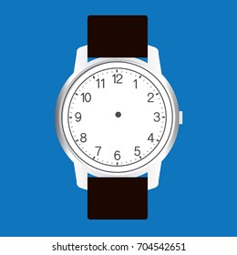 blank hand watch face vector on blue background 
