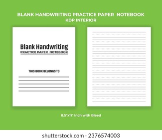 Blank Handwriting Practice Paper Notebook KDP Interior