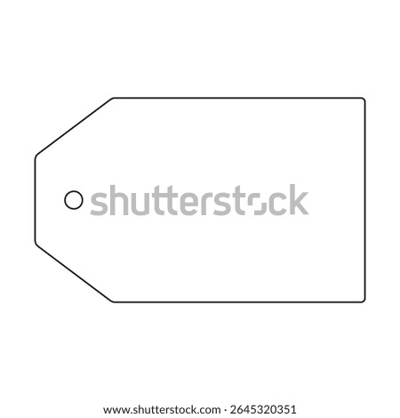 Blank hang tag or label template in outline vector icon