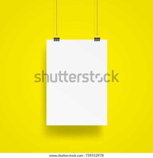 Download Blank Hanging Poster Clip Wire Mockup Stock Vector Royalty Free 739552978