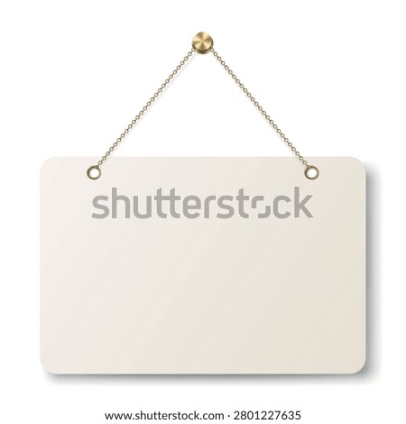 Blank Hanging Signboard, Vector Illustration. White Wall Sign Illustration Isolated for Storefront, Shop Sign, Business Branding, Notice Board, Mockup, Message Display, Retail Design
