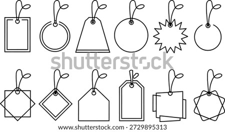 Blank Hanging Tags Outline Vector Set