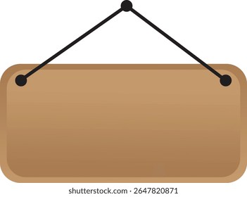 Placa de madeira pendurada em branco com corda para loja, café ou uso decorativo. Brown vintage retângulo design pronto para o texto personalizado. Ideal para placas, rótulos ou gráficos de exibição rústica.