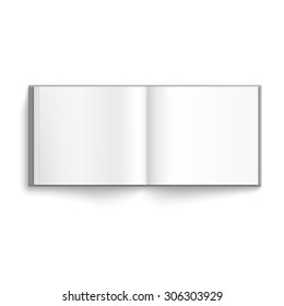 Blank Hardcover Album Template Opened On White Background 