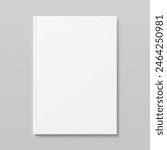 Blank hardcover book mockup. Vector illustration isolated on grey background. Flat lay view.  It can be used for promo, catalogs, brochures, magazines, etc. Ready for your design. EPS10.