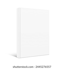 Blank hardcover book mockup. Vector illustration isolated on white background. It can be used for promo, catalogs, brochures, magazines, etc. Ready for your design. EPS10.