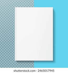 Blank hardcover book mockup. Vector illustration on two different backgrounds. Flat lay view.  It can be used for promo, catalogs, brochures, magazines, etc. Ready for your design. EPS10.