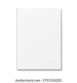 Maqueta de libro de tapa dura en blanco. Ilustración vectorial aislada sobre fondo blanco. Se puede utilizar para promociones, catálogos, folletos, revistas, etc. Listo para su diseño. EPS10.