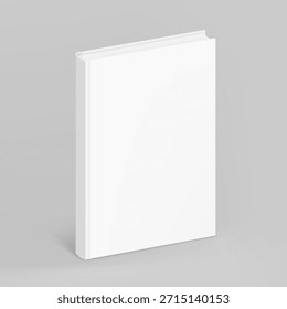Leeres Hardcover-Buch. Vektorgrafik einzeln auf grauem Hintergrund. Es kann für Promo, Kataloge, Broschüren, Zeitschriften, etc. verwendet werden. Bereit für Ihr Design. EPS10.