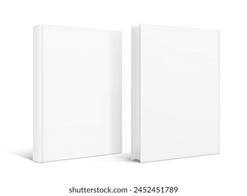 Blank hardcover book mockups. Vector illustration isolated on white background. It can be used for promo, catalogs, brochures, magazines, etc. Ready for your design. EPS10.