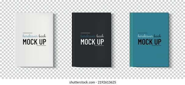 Blank Hardcover Book Template Set - Vector Illustrations Isolated On Transparent Background