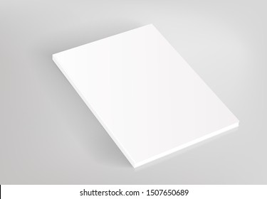 Blank hardcover white book vector mockup