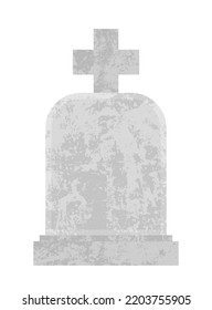 Blank Headstone At A Cemetery. Blank Grave Stone Vector Illustration.