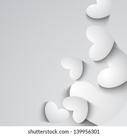 Blank heart shapes on grey background, love concept.