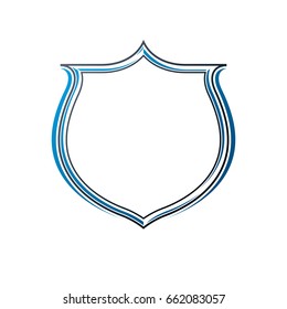 Blank heraldic frame with copy-space, vector vintage protection shield emblem.