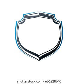 Blank heraldic frame with copy-space, vector vintage protection shield emblem.