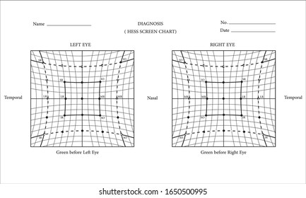 Blank Hess Screen Chart, to be printed for use in eye clinics, eye hospitals ,ophthalmologists and optometrists to examine extraocular muscles movement, test for the eyes . crossing eyes test