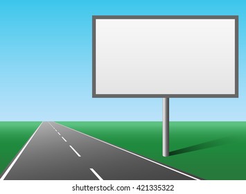 Blank hoarding, advertising panel, billboard placed at the road