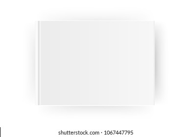 Blank Horizontal A4 Book Cover Template . Mock Up Closed Magazine Or Notebook. Isolated On White Background. Vector Illustration