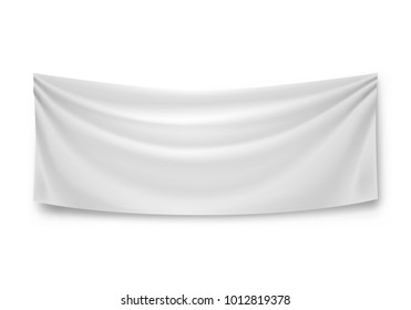 Blank Horizontal Banner, Streamer, Mockup, Isolated. Outdoors Information Ridgepole For Inscriptions, Slogans, Mottos And So On. Vector Illustration Of Canvas