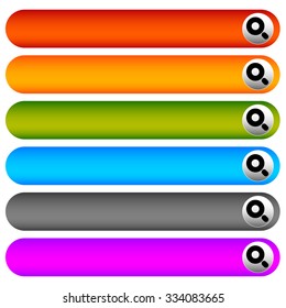 Blank horizontal button templates with magnifier glass symbol. Search buttons.