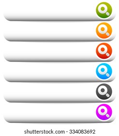 Blank horizontal button templates with magnifier glass symbol. Search buttons.