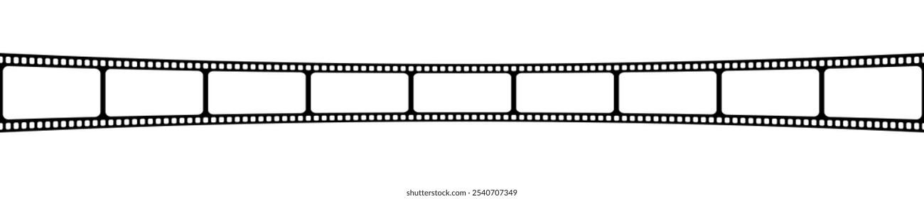 Blank horizontal film strip template. Video or photo camera tape isolated on white background. Storyboard layout. Empty frame for photographies collage. Vector graphic illustration.